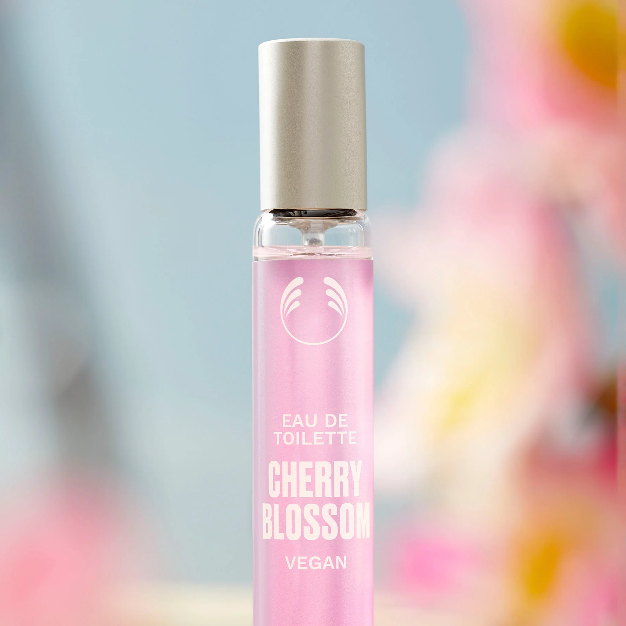 Glowing Cherry Blossom Eau de Toilette 9.5ml in silver packaging