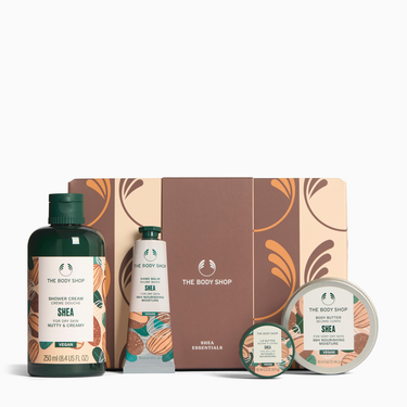 Shea Essentials Gift Set, front view, with body butters and moisturisers